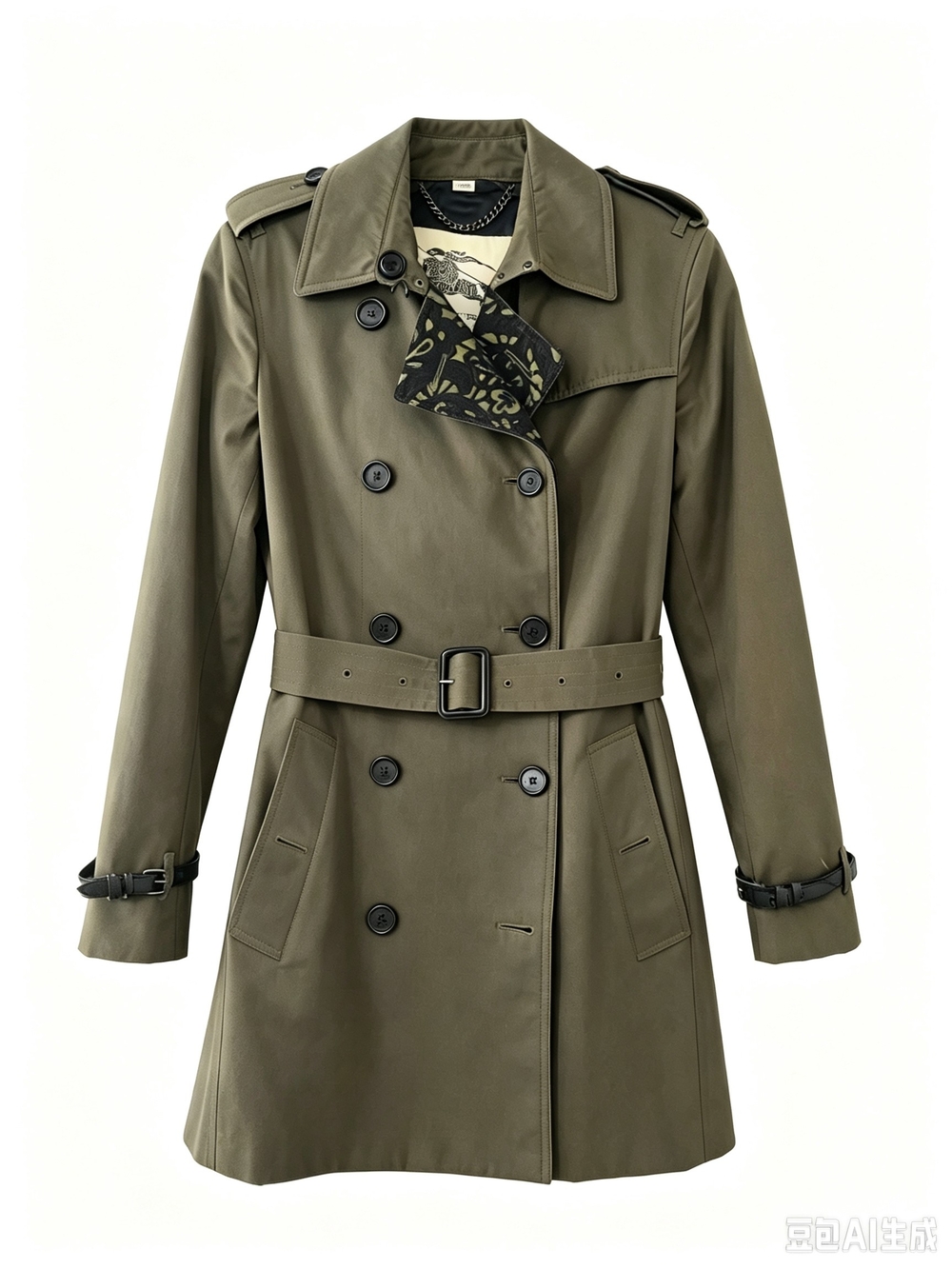 Burberry Olive Trench Coat with Belt - Women Jackets & Coats
